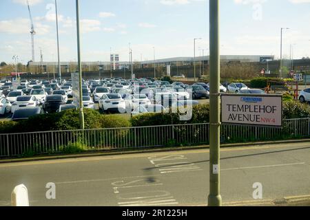 Tesla collection point in Brent Cross, London,, United Kingdom Stock Photo