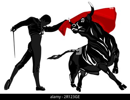 matador with bull Stock Photo