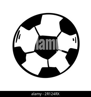 soccer balls . Hand-drawn football balls and soccer striped grass field. Vector illustration for the design of sports posters, banners and design. Stock Vector