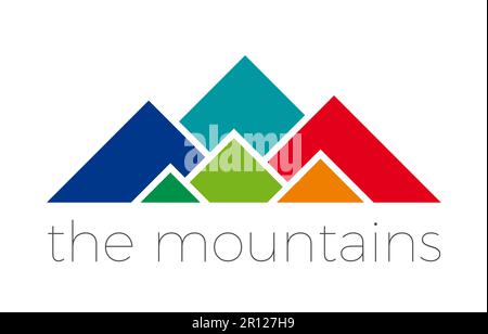 abstract mountains made with square shapes. Vector template, logo design Stock Vector