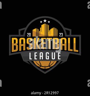 Basketball League emblem vector mascot logo design flat style concept for sport team. Vector illustration Stock Vector