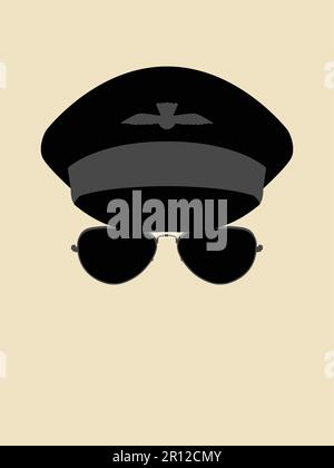 Simple graphic of a man wearing pilot cap and sunglasses Stock Vector