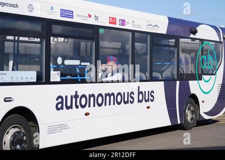The UK’s first autonomous bus service, AB1 crossing the Forth Road ...
