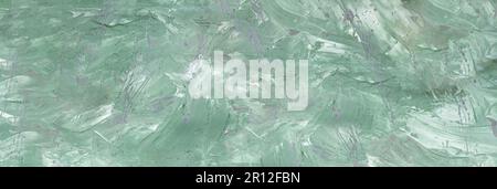 Green background with dynamic paint strokes and malachite splashes. Spring or summer background. Drawn. Copy space Stock Photo