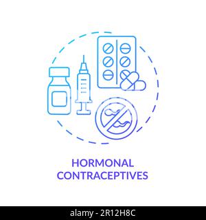 Hormonal contraceptives blue gradient concept icon Stock Vector
