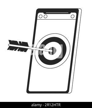 Target audience in mobile marketing bw concept vector spot illustration Stock Vector