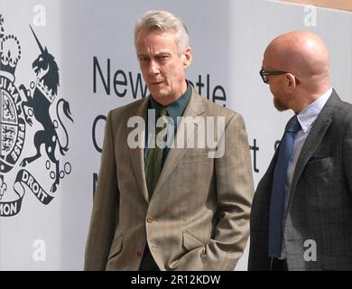 Actor Stephen Tompkinson (left) leaves Newcastle Crown Court after he was found not guilty of inflicting grievous bodily harm by punching a drunk man who was making noise outside his house. Picture date: Thursday May 11, 2023. Stock Photo