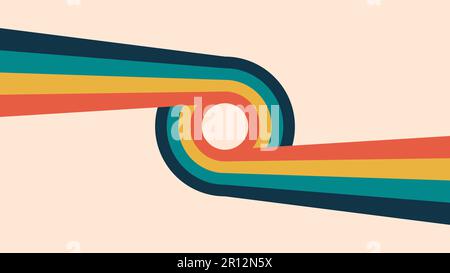 Retro lines in a loop. Vintage stripes background. Sixties and seventies style poster design. Abstract modern horizontal background with copy space. Stock Vector