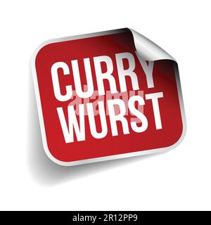 Curry wurst label red sticker Stock Vector
