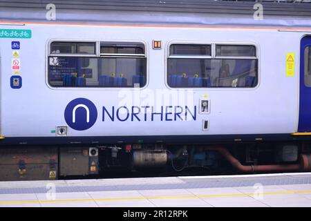 Manchester, UK, 11th May, 2023. Northern Rail has said 'a minority' of passengers viewed content which was 'not suitable' for its services. This included 'inappropriate jokes,' offensive topics and 'bad language,' said the company. Regional director Chris Jackson said Northern Rail was giving passengers 'a gentle reminder on etiquette'. Northern said passengers should consider any material deemed 'not safe for work' unsuitable for its trains and stations. A train at Piccadilly Railway Station, Manchester. Credit: Terry Waller/Alamy Live News Stock Photo