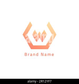 An abstract hexagon logo in the form of letters, and the dominant color is orange. Stock Vector