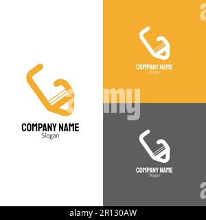 An orange pencil logo that also resembles letters. Stock Vector
