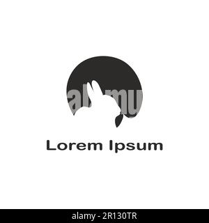 Black negative space rabbit logo. Stock Vector