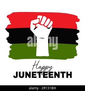 A Clenched Fist Symbolizing Freedom Day and African American Independence Day On Black History Month Flag. Happy Juneteenth. Vector Illustration Isola Stock Vector