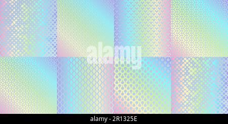 Hologram texture patterns, rainbow foil with gradient glitter, vector ...