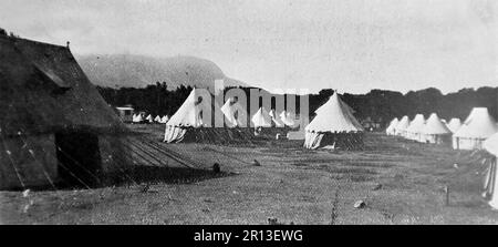 The Boer War, also known as the Second Boer War, The South African War and The Anglo-Boer War. This image shows: A Canvas Hospital: General view of the camp at Wynberg. Original photo by “Sharpe”, c1899. Stock Photo