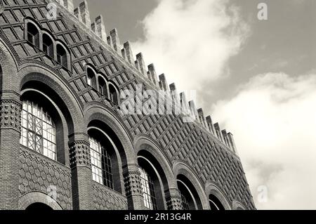 Architectural details of Michelet Center Art and Archeology library of Sorbonne University. Paris, France. Black white historic photo. Stock Photo
