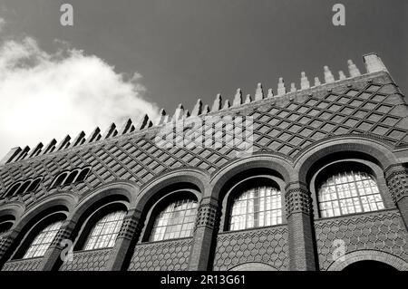 Architectural details of Michelet Center Art and Archeology library of Sorbonne University. Paris, France. Black white historic photo. Stock Photo