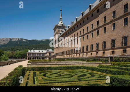 Monastery of El Escorial and Gardens of the Friars - San Lorenzo de El Escorial, Spain Stock Photo