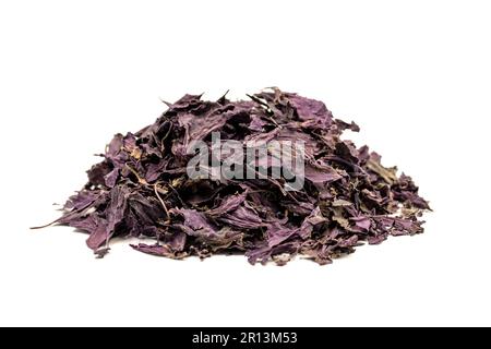 Red basil. Spices concept. Dried red basil spice isolated on white background. Local name reyhan Stock Photo