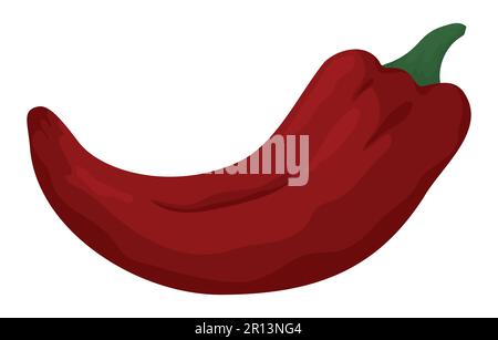 Red chili pepper or jalapeno in cartoon style on white background. Stock Vector