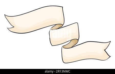 Folded ribbon with three blank spaces for your texts. Template in cartoon style. Stock Vector