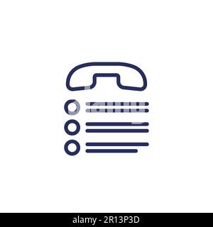call list icon with a phone, line vector Stock Vector