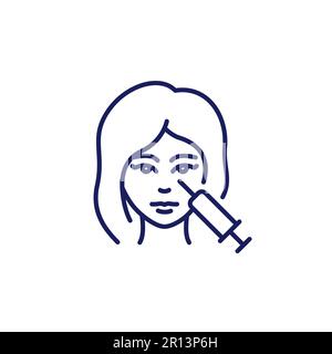 mesotherapy line icon with face of a girl Stock Vector