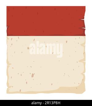Aged loose-leaf calendar page with thorn edges. Template in cartoon style on white background. Stock Vector