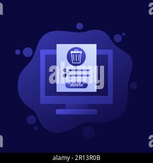 Trash bin in computer, delete files vector design Stock Vector