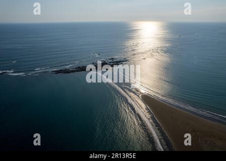 Beautiful aerial view of the majestic whale tale in the beach of the National park Marino Ballena in Costa Rica Stock Photo