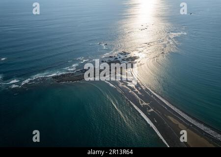 Beautiful aerial view of the majestic whale tale in the beach of the National park Marino Ballena in Costa Rica Stock Photo