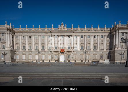 Royal Palace of Madrid view from Plaza de Oriente Square with Prince's Door (Puerta del Principe) - Madrid, Spain Stock Photo