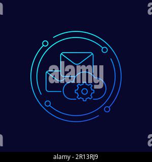 email automation, SaaS line vector icon Stock Vector