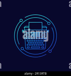 typewriter icon, linear vector design Stock Vector