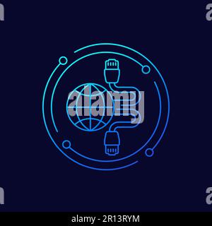 ethernet cables and network line icon Stock Vector