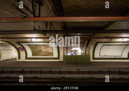 Platform of former Chamberi Station of Madrid Metro - Madrid, Spain Stock Photo