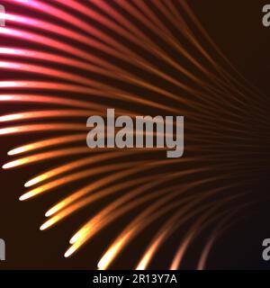 Beautiful red abstract magic energetic electrical spiral twisted cosmic fiery parallel lines, stripes glittering glowing on burgundy background. Vecto Stock Vector