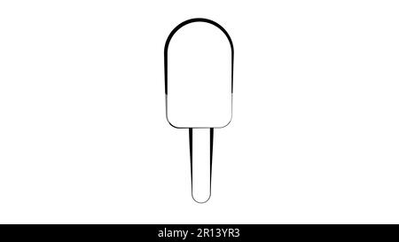ice cream sweet, milk, popsicle on a stick on a white background, vector illustration. popsicle is drawn in pencil drawing style. black and white pict Stock Vector
