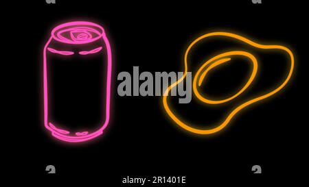 Healthy balanced eating neon light icons set. High vitamin and omega 3 food. Glowing signs. Shrimp and crab claw seafood. No soft drinks sign. Egg, ve Stock Vector