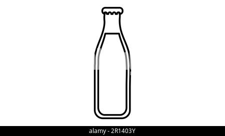 milk in a glass bottle on a white background, vector illustration. milk for drinks and cooking. Eco-friendly packaging without plastic. care for the e Stock Vector