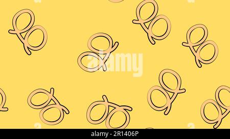 Pretzel, croissant, bread baguette background. Seamless pattern. Vector sketch illustration. Hand drawn pastries digital. Stock Vector