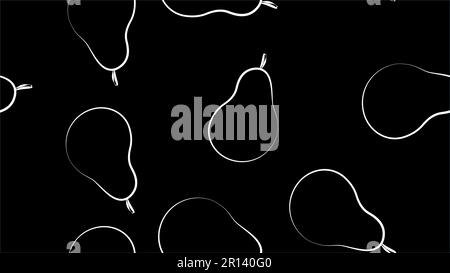 vector illustration. pattern with pears. pears on a black background. drawing in black and white style, painting with chalk. pears for cafe decoration Stock Vector