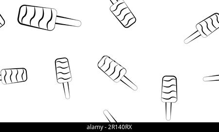 Seamless pattern with ice cream cones isolated on white background. Stock Vector