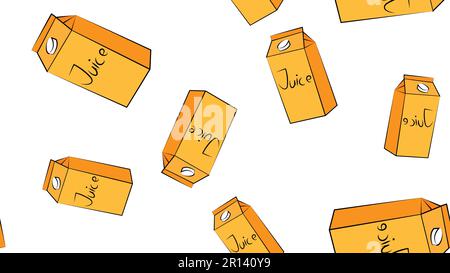 Juice or milk box with drinking straw in cartoon style isolated on white background vector illustration. Stock Vector