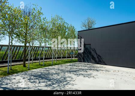 Alise-Sainte-Reine. Cotre d'Or department. The terraces of MuseoParc d'Alesia by Bernard Tschumi . Bourgogne Franche Comte. France Stock Photo