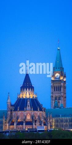 Canada, Ontario, Ottawa, Parliament, Centre Block, Library,  Peace Tower, Stock Photo