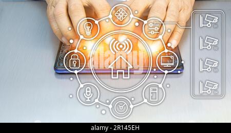 smart home concept and wireless control technology and security, ip camera Stock Photo