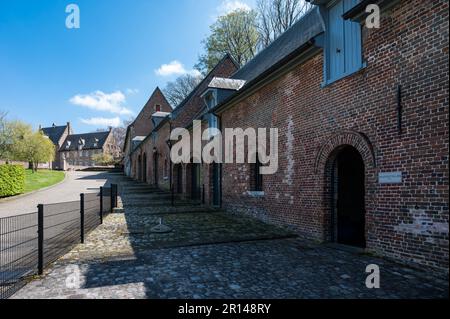 Averbode, Laakdal, Belgium -  April 21, 2023 - Historical buildings and inner court of the abbey Stock Photo