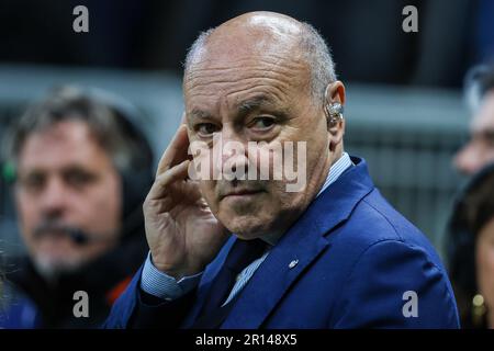 Giuseppe Marotta AD sport of FC Internazionale looks on during UEFA Champions League 2022/23 Semi-Final 1st  leg football match between AC Milan and F Stock Photo